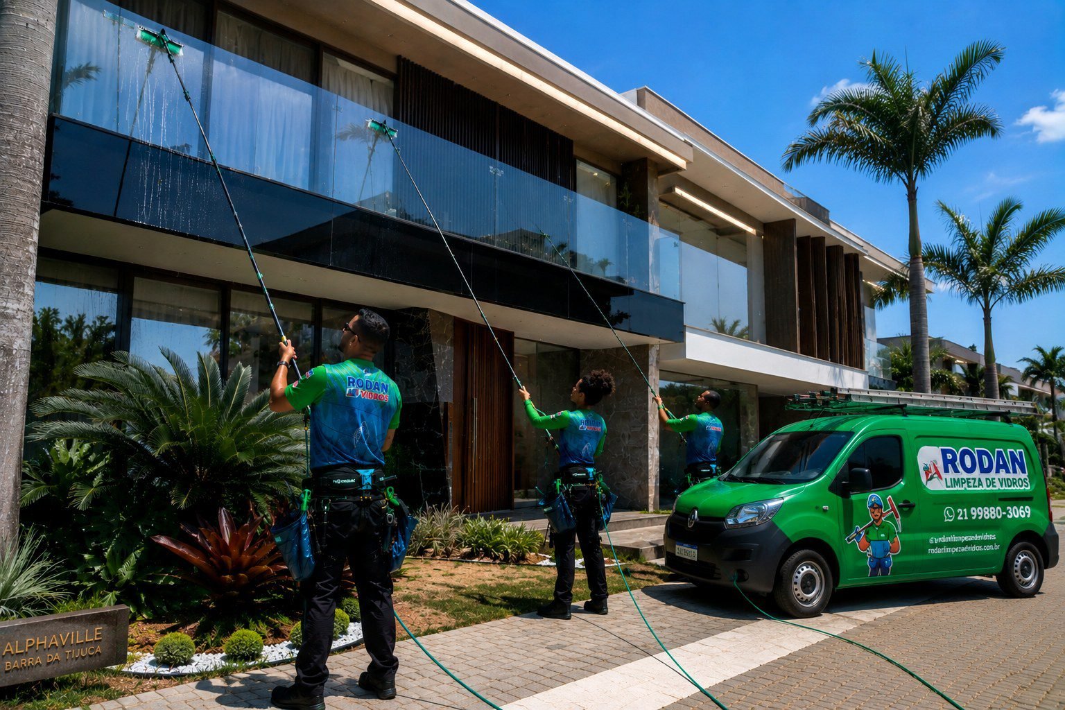 Equipe Rodan usando extensores e água desmineralizada